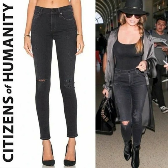 Citizens of Humanity Rocket Skinny High-Rise Distressed Jeans in Porter - Picture 1 of 11